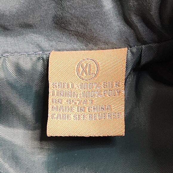 Bobby Chan Green‎ Jacket Mens Size XL 100% Silk Full Zip Pocket Lightweight Coat - Picture 10 of 10